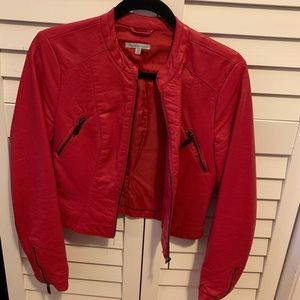 Red leather jacket